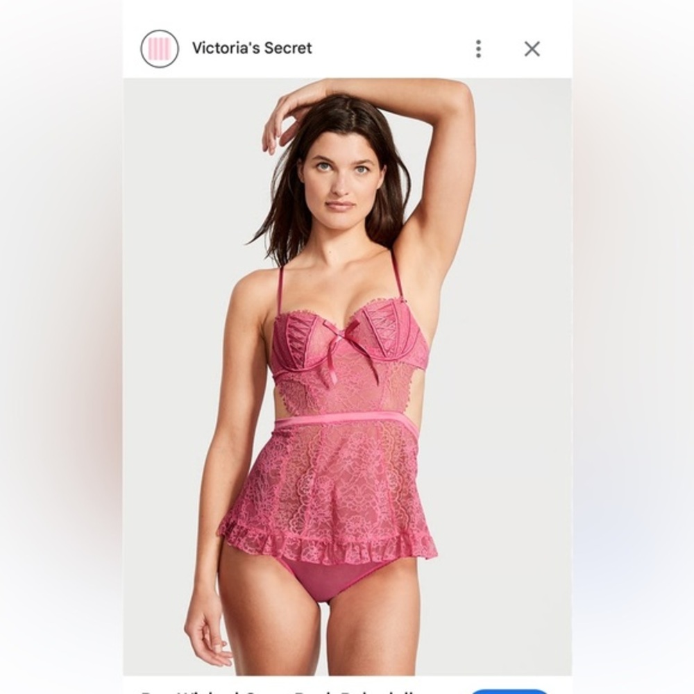 NWOT Victorias Secret Wicked La Fleur Open Back Babydoll